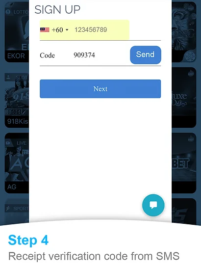 Winbox Register Tutorial Step 4 showing verification code entry