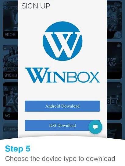 Winbox Register Tutorial Step 5 showing account completion and mobile access options