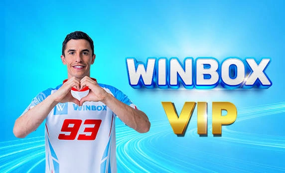 Winbox VIP membership programme featuring official brand ambassador Marc Márquez with exclusive VIP rewards, member privileges, and loyalty benefits.