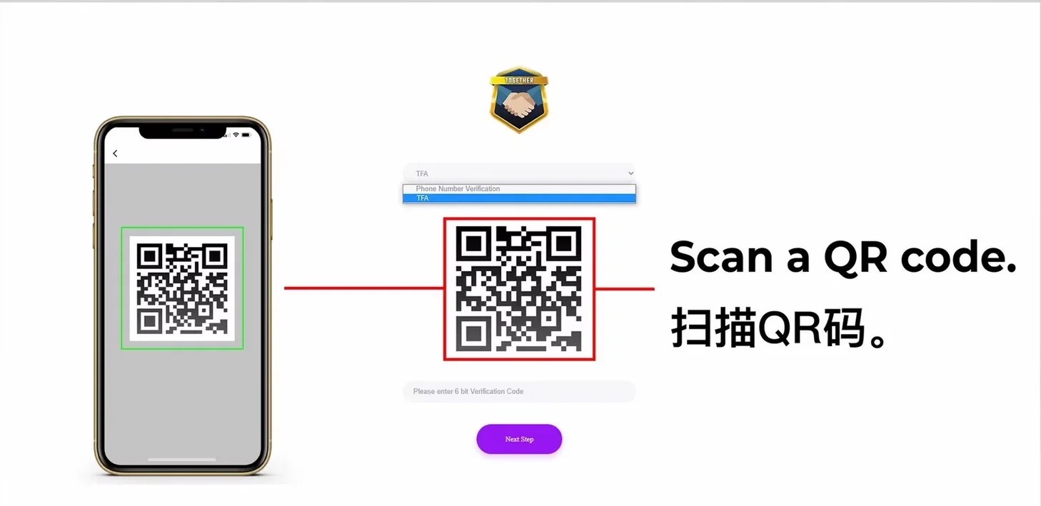 Scan TFA QR code with authenticator app