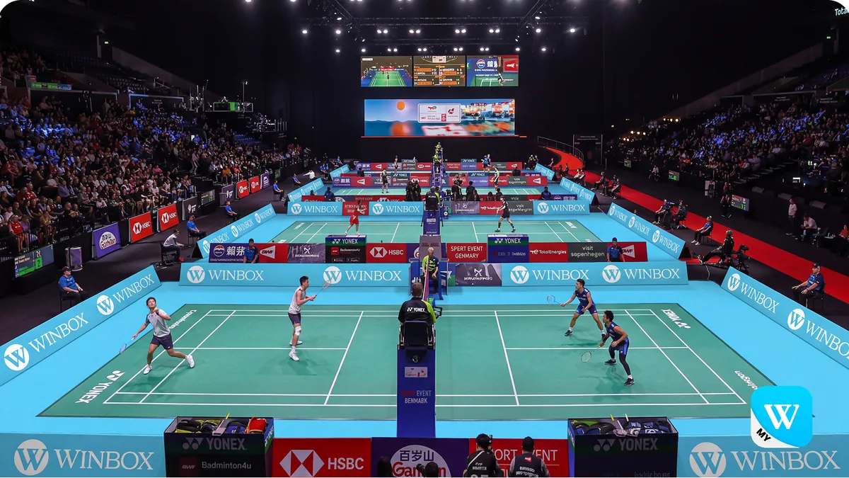 Winbox sponsorship branding at BWF World Tour Finals 2022 Thailand